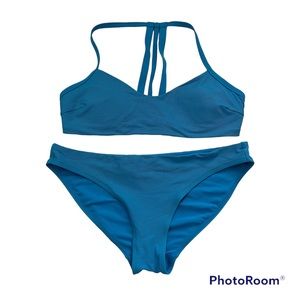 Athleta Cloudbreak Bikini Size Small Ribbed UV Protection Seascape Blue